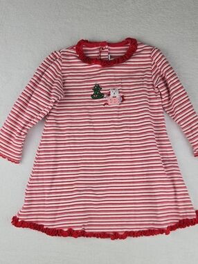 Le Top Red Stripe Candy Cane Christmas Dress Size 4T Ruffled